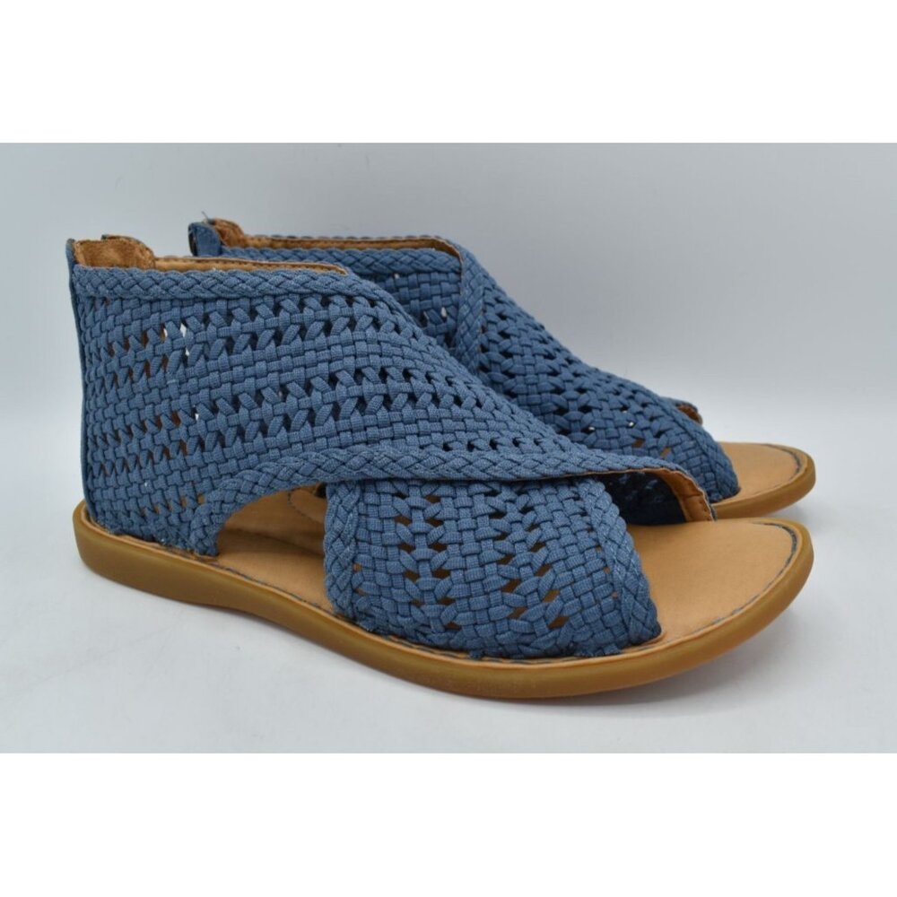 Born Womens Size 7 Iwa Mac Blue Zip Open Toe Sandals Shoes - Picture 3 of 13